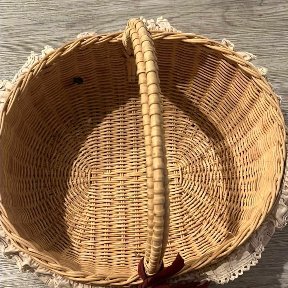 Vintage 1991 American Girl Wicker Basket with Red Bow